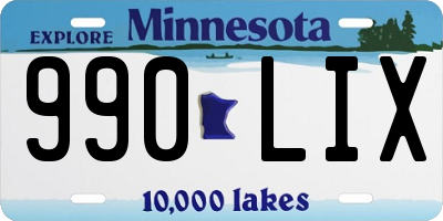 MN license plate 990LIX