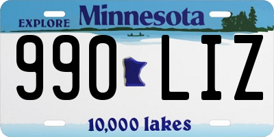 MN license plate 990LIZ