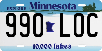 MN license plate 990LOC