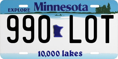 MN license plate 990LOT