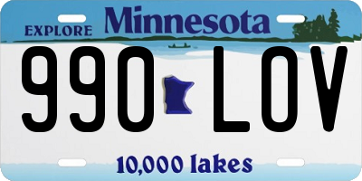 MN license plate 990LOV