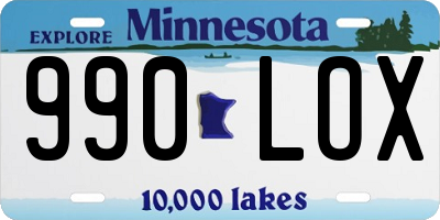 MN license plate 990LOX