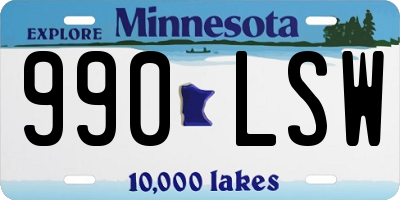 MN license plate 990LSW