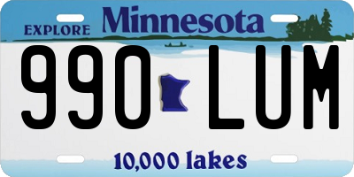 MN license plate 990LUM