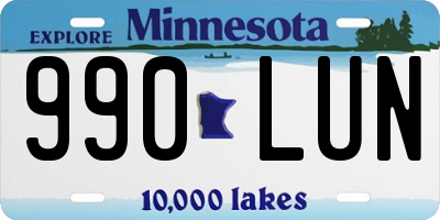 MN license plate 990LUN