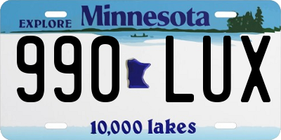 MN license plate 990LUX