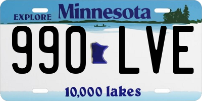 MN license plate 990LVE