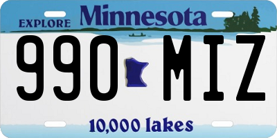 MN license plate 990MIZ