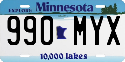 MN license plate 990MYX