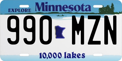 MN license plate 990MZN