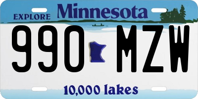 MN license plate 990MZW