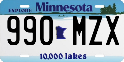 MN license plate 990MZX