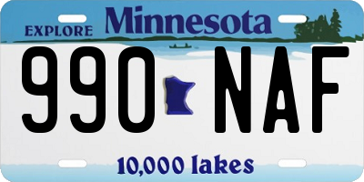MN license plate 990NAF