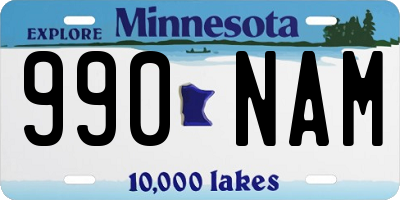 MN license plate 990NAM