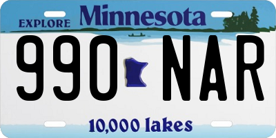 MN license plate 990NAR
