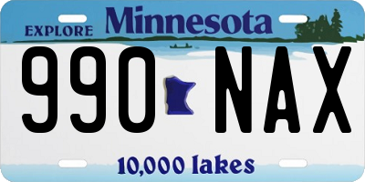 MN license plate 990NAX