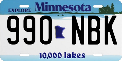 MN license plate 990NBK