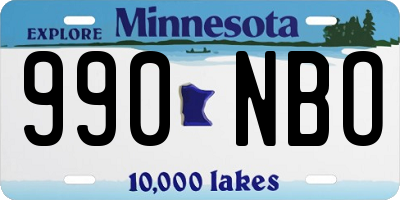 MN license plate 990NBO