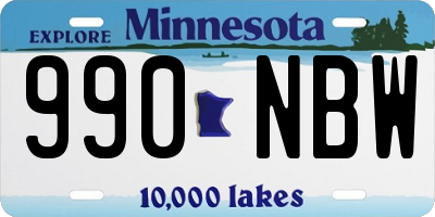 MN license plate 990NBW