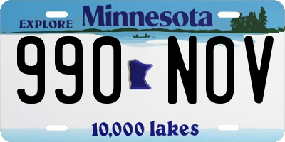 MN license plate 990NOV