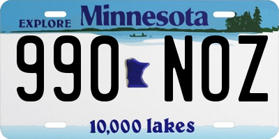 MN license plate 990NOZ
