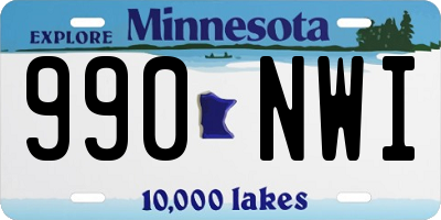 MN license plate 990NWI