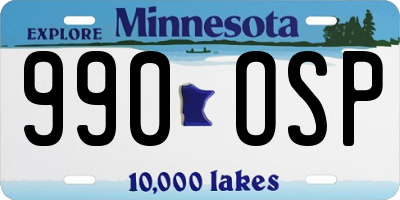 MN license plate 990OSP