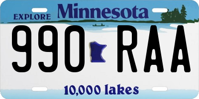 MN license plate 990RAA