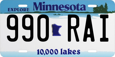 MN license plate 990RAI