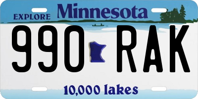 MN license plate 990RAK