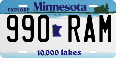 MN license plate 990RAM