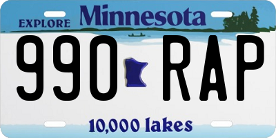 MN license plate 990RAP