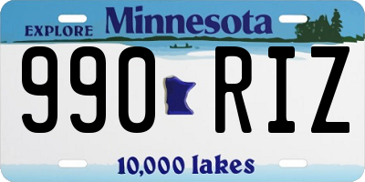MN license plate 990RIZ