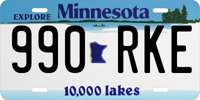 MN license plate 990RKE