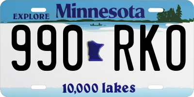 MN license plate 990RKO