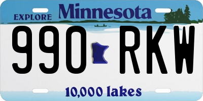 MN license plate 990RKW