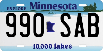 MN license plate 990SAB