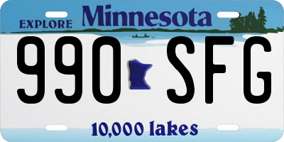 MN license plate 990SFG