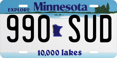 MN license plate 990SUD