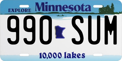 MN license plate 990SUM