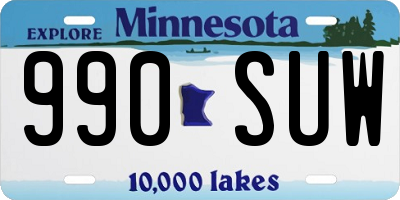 MN license plate 990SUW