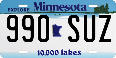 MN license plate 990SUZ