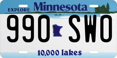 MN license plate 990SWO
