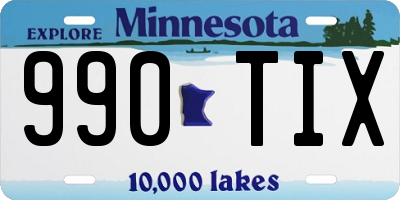 MN license plate 990TIX