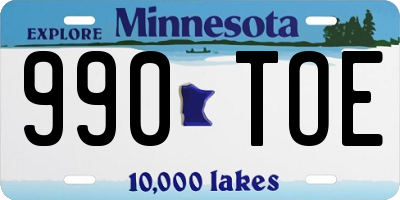 MN license plate 990TOE