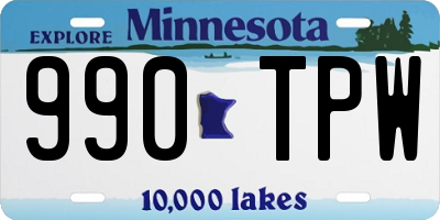 MN license plate 990TPW