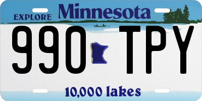 MN license plate 990TPY