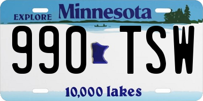 MN license plate 990TSW