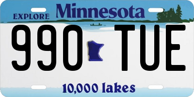 MN license plate 990TUE