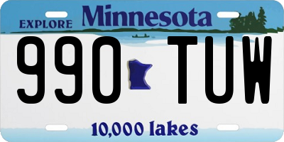 MN license plate 990TUW